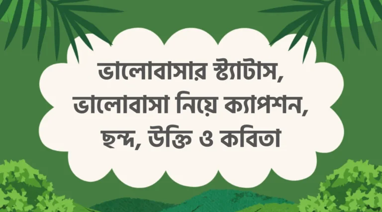 ভালোবাসার স্ট্যাটাস, ভালোবাসা নিয়ে ক্যাপশন, ছন্দ, উক্তি ও কবিতা